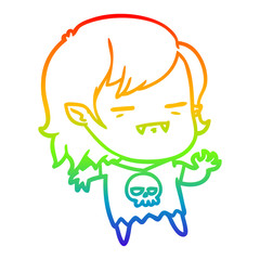 rainbow gradient line drawing cartoon undead vampire girl