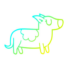cold gradient line drawing cartoon happy dog
