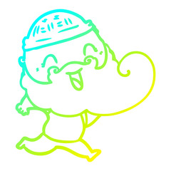 cold gradient line drawing happy bearded man