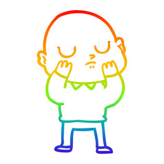 rainbow gradient line drawing cartoon bald man