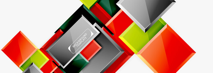 Geometrical design squares abstract banner, glossy shiny effects