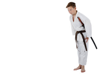 Teenage boy doing martial arts