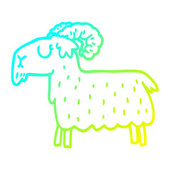 cold gradient line drawing cartoon black goat