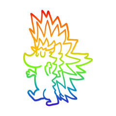 rainbow gradient line drawing cartoon spiky hedgehog