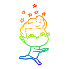 rainbow gradient line drawing cartoon excited man