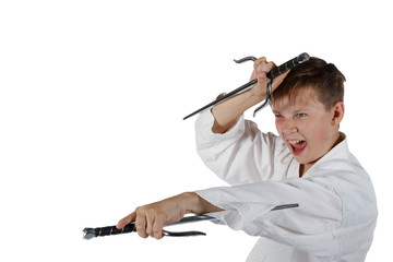 Teenage boy doing martial arts