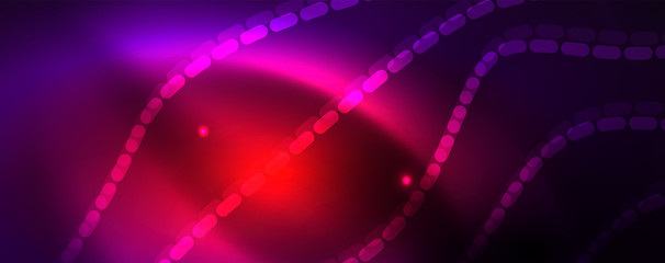 Neon vector wave lines abstract background, magic futuristic techno design