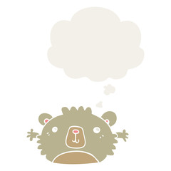 funny cartoon bear and thought bubble in retro style