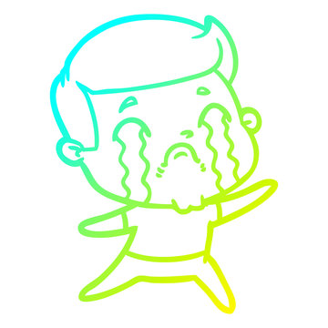 recommend clip art: cold gradient line drawing cartoon man crying