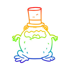rainbow gradient line drawing cartoon toad wearing top hat