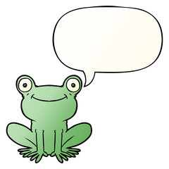 cartoon frog and speech bubble in smooth gradient style