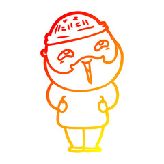 warm gradient line drawing cartoon happy bearded man