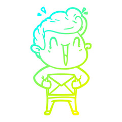 cold gradient line drawing cartoon excited man