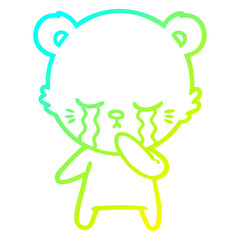 cold gradient line drawing crying cartoon bear