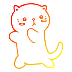warm gradient line drawing cute cartoon cat