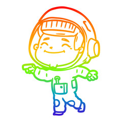 rainbow gradient line drawing happy cartoon astronaut