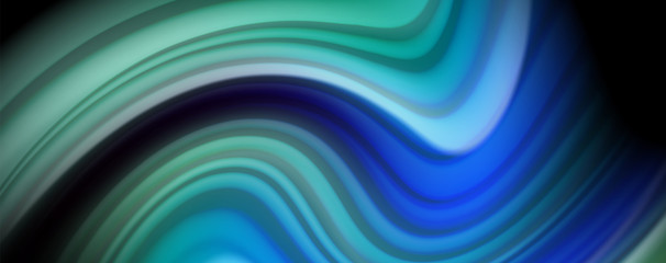 Abstract wave lines fluid rainbow style color stripes on black background. Artistic illustration for presentation, app wallpaper, banner or poster