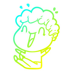 cold gradient line drawing cartoon happy man