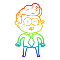 rainbow gradient line drawing cartoon staring man