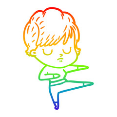 rainbow gradient line drawing cartoon woman