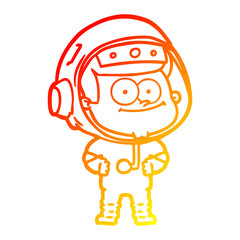 warm gradient line drawing happy astronaut cartoon