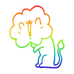 rainbow gradient line drawing cute cartoon lion