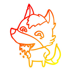 warm gradient line drawing cartoon hungry wolf