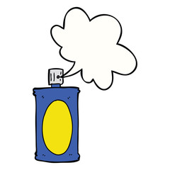 cartoon spray can and speech bubble