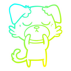 cold gradient line drawing cute cartoon dog