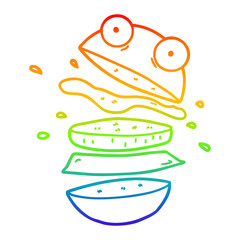 rainbow gradient line drawing cartoon amazing burger