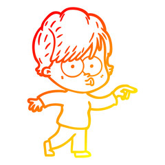 warm gradient line drawing cartoon woman