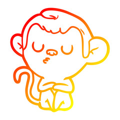 warm gradient line drawing cartoon monkey