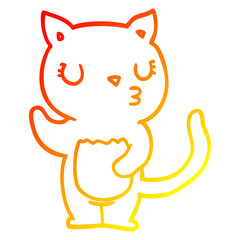 warm gradient line drawing cute cartoon cat