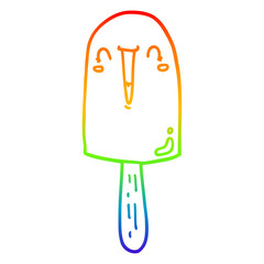 rainbow gradient line drawing cartoon happy ice lolly