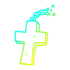 cold gradient line drawing cartoon crucifix on chain