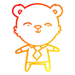 warm gradient line drawing happy cartoon polar bear office worker