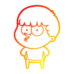 warm gradient line drawing cartoon curious boy