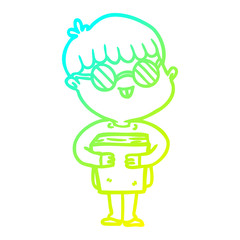 cold gradient line drawing cartoon boy wearing spectacles
