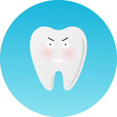 Tooth with emotions of aggression, anger, incontinence. very expressive teeth. Tooth mascot and background sad pose with design style for your mascot branding. Illustration icon vector