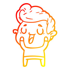 warm gradient line drawing happy cartoon man