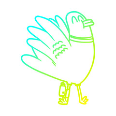 cold gradient line drawing cartoon pigeon