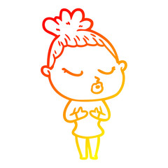 warm gradient line drawing cartoon calm woman