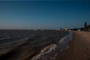 empty beach early summer morning in southern Russia