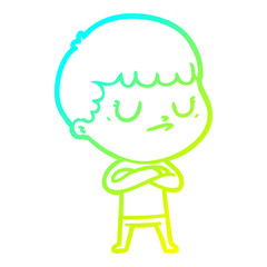 cold gradient line drawing cartoon grumpy boy