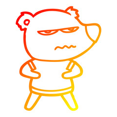 warm gradient line drawing annoyed bear cartoon