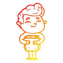 warm gradient line drawing happy cartoon man