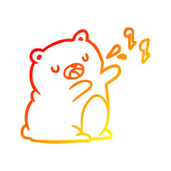 warm gradient line drawing bear singing a song