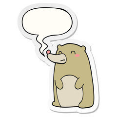 cute cartoon bear and speech bubble sticker