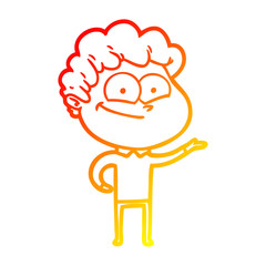 warm gradient line drawing cartoon happy man