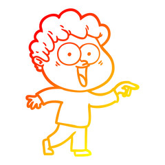 warm gradient line drawing cartoon happy man